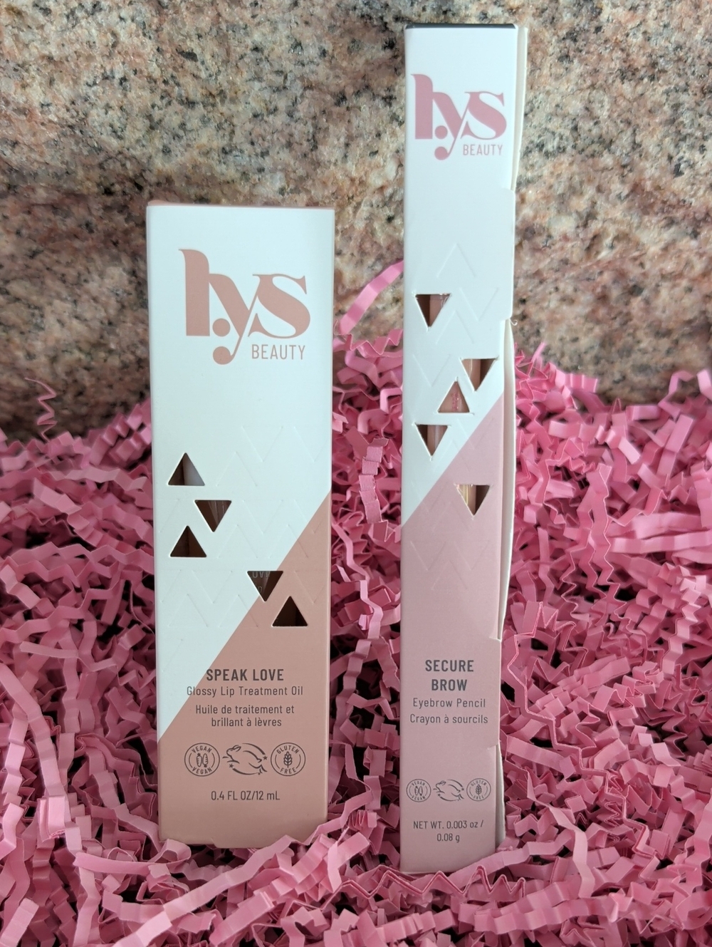 lys Beauty Speak Love Lip Oil Treatment & Secure Brow Eyebrow Pencil New